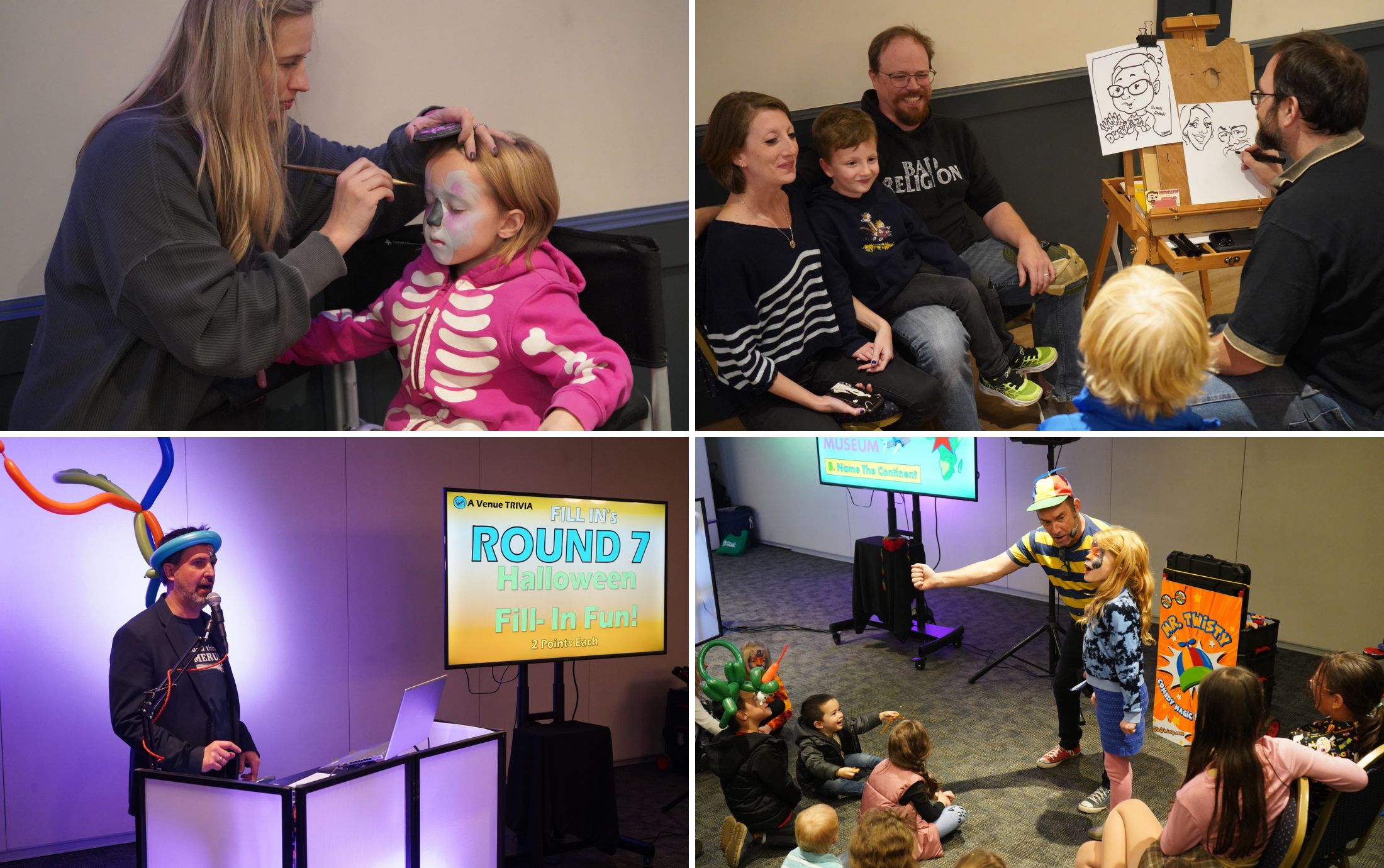 A collage of photos showing families having fun.